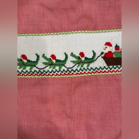 Firefly Lane Smocked Jon Jon Christmas Santa Alligator Florida Gator - Picture 2 of 6